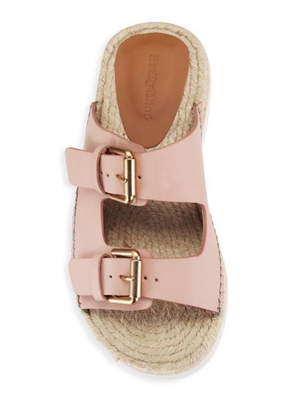 See By Chloe Glyn Leather Espadrille Woven Sandals $395 Pink Double Strap Sz 42